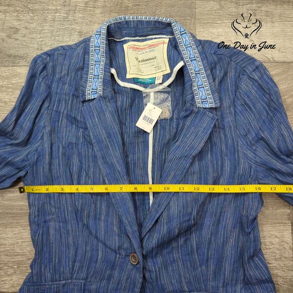 Anthropologie Linen Blend Single Button Blazer Size 8 - Picture 3 of 5